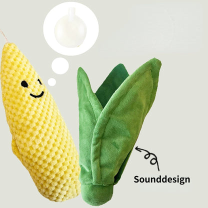 Kuscheltier für Hunde, Plüschmais mit Geräuschfunktion, enthält Rasselpapier, Abnehmbare Maisblätter, Essen verstecken für Spielspaß