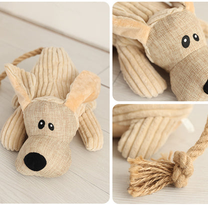 Kuscheltier für Hunde, Esel und Hund mit Robusten Baumwollseilen, hundespielzeug quietsch, Kauspielzeug für Hunde, 3 Stück