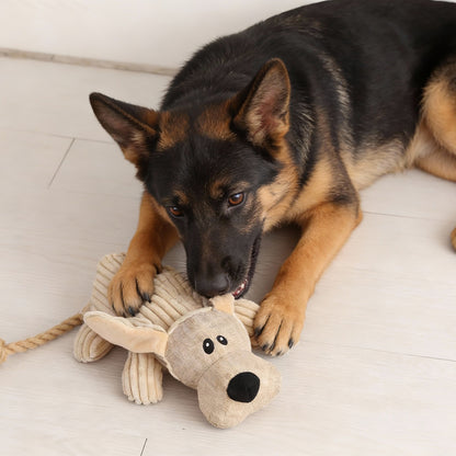 Kuscheltier für Hunde, Spielzeug in Esel und Hund Design mit Robusten Baumwollseilen, quietsch, Begleiter gegen Langeweile für Hunde, 3 Stück