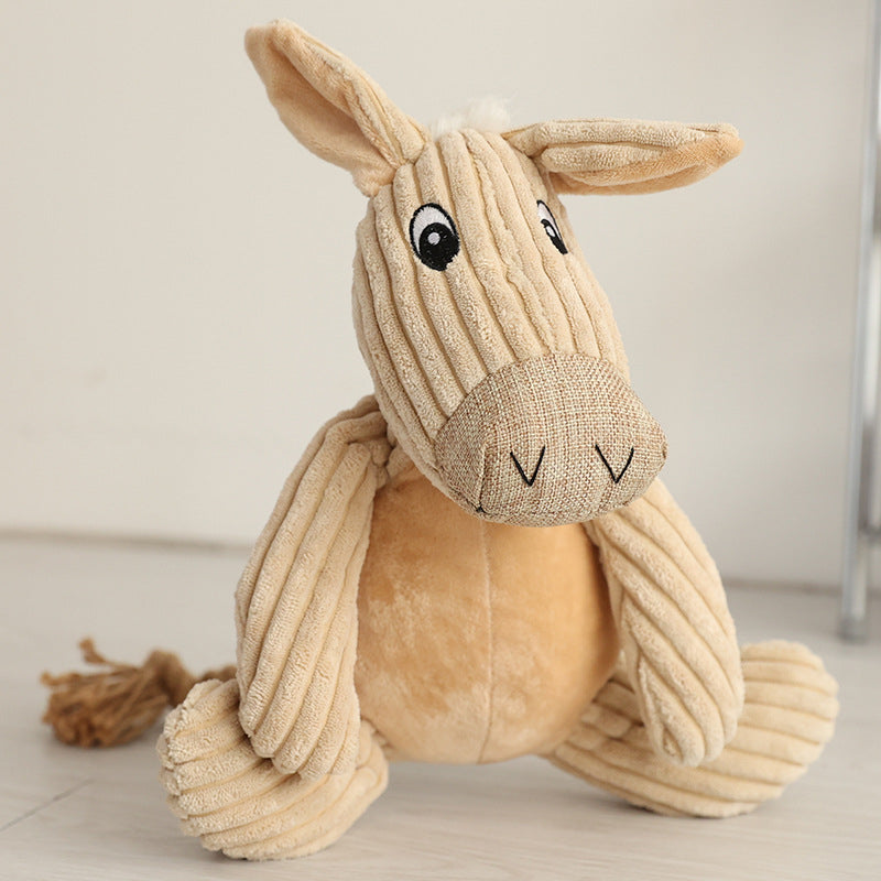 Kuscheltier für Hunde, Esel und Hund mit Robusten Baumwollseilen, hundespielzeug quietsch, Kauspielzeug für Hunde, 3 Stück