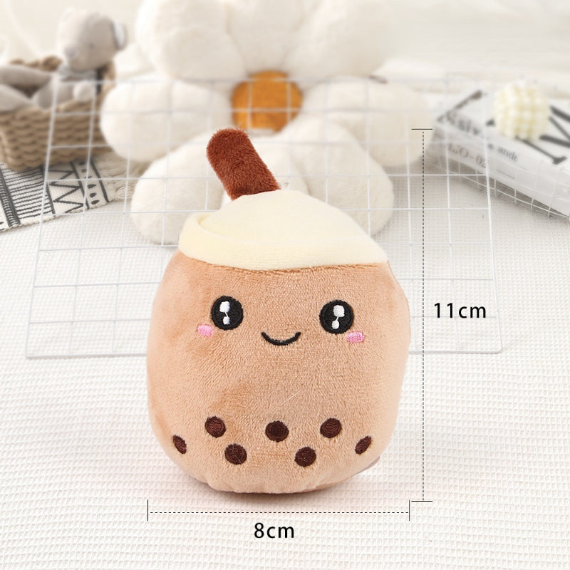 Hund Kuscheltiere, Perlenmilchtee, 3 Farben Set in Grün, Rosa und Braun, Süßes Kauspielzeug für Hunde, Kuscheltier für Welpen