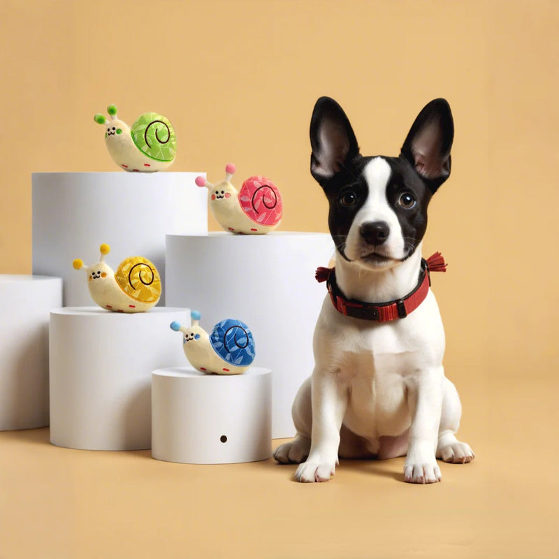 Kuscheltier für Hunde, Niedlicher Cartoon Schnecken-Spielzeug für Interaktion, kauspielzeug für welpen, Vier Farben (1 Stück)