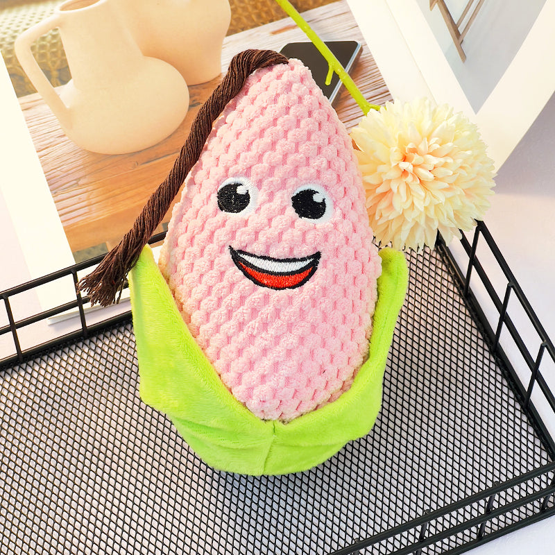 Kuscheltiere für Hunde, Cartoons Maisform mit Raschelpapier für zusätzlichen Spaß, Drei Farben erhältlich für jeden Hund (1 Stück)