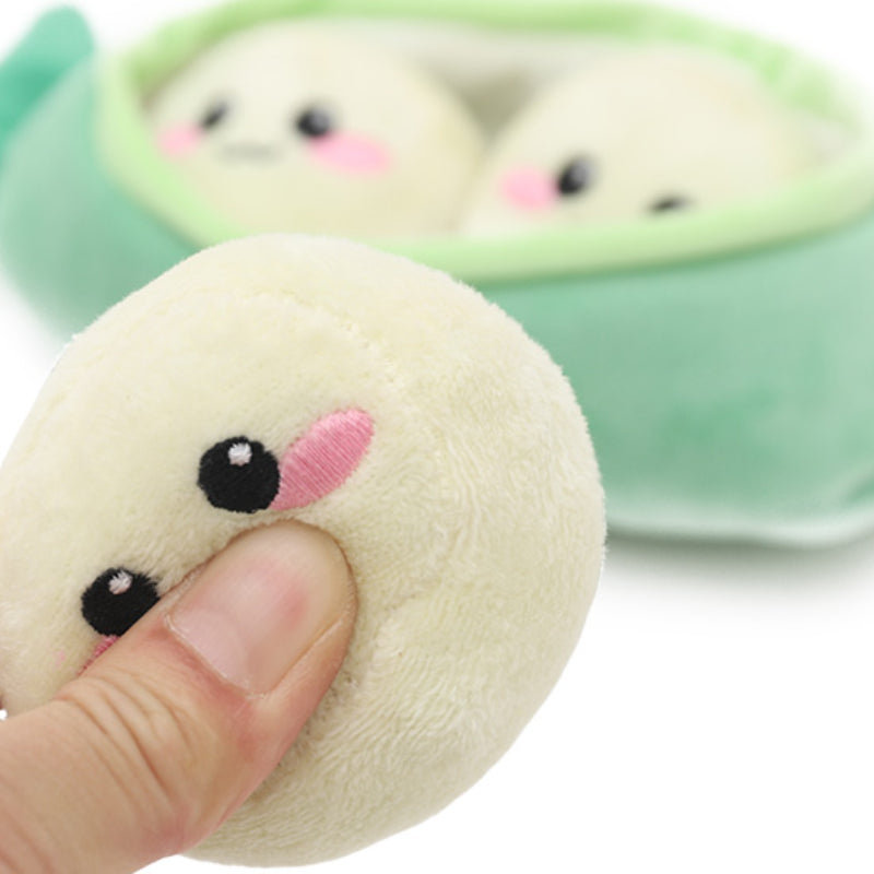 Kuscheltier für den Hund, Erbsenschoten und 3 Erbsen mit BB-Sound & Lautes Papier, Pfotenfreundliches Hundespielzeug (1 Stück)