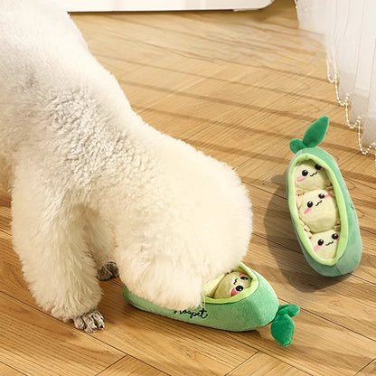 Kuscheltier für den Hund, Erbsenschoten und 3 Erbsen mit BB-Sound & Lautes Papier, Pfotenfreundliches Hundespielzeug (1 Stück)