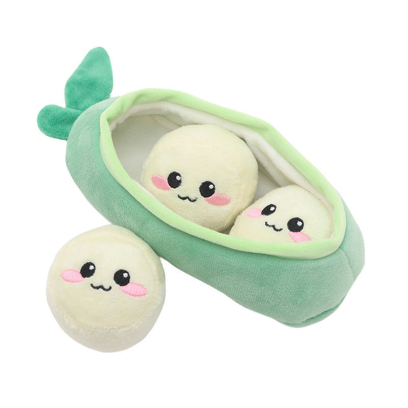 Kuscheltier für den Hund, Erbsenschoten und 3 Erbsen mit BB-Sound & Lautes Papier, Pfotenfreundliches Hundespielzeug (1 Stück)