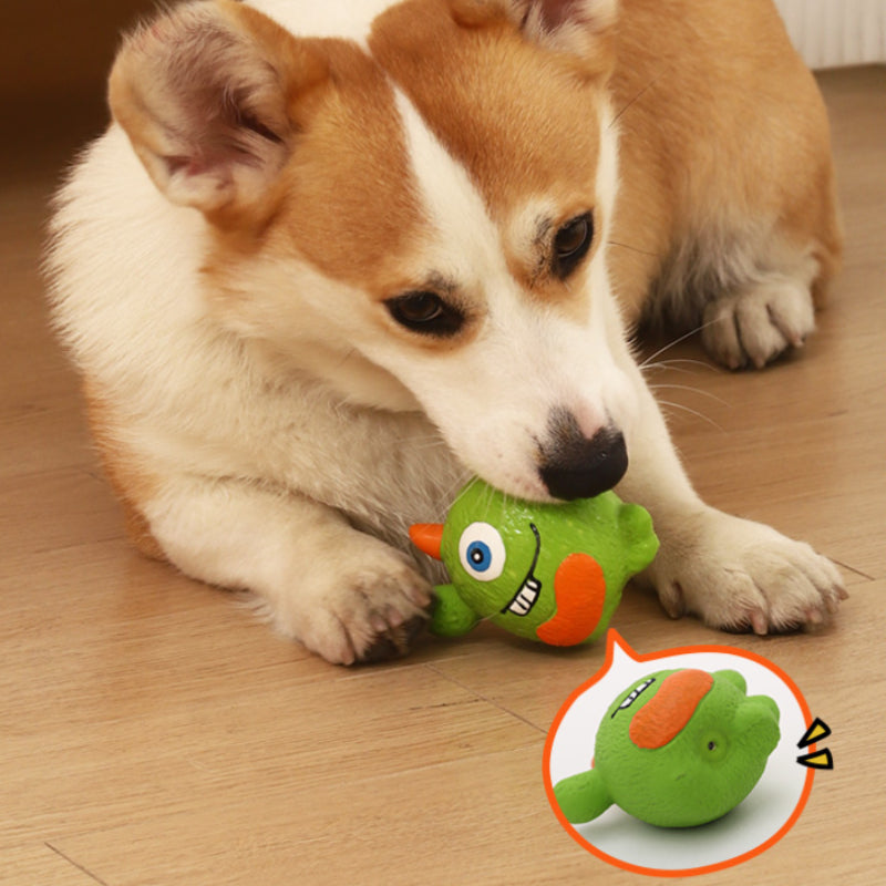 Spielzeug Hund, Grüner Latex-Kleiner Teufel Kauspielzeug, Lustiges Quietschspielzeug, Welpenspielzeug, Waschbar (1 Stück)