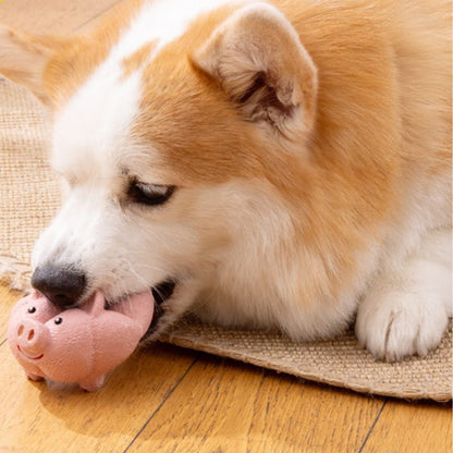 Spielzeug für den Hund, Quietschespielzeug in Kürbis-Schwein-Form, Interaktives Kauspielzeug aus Latex, Rosa