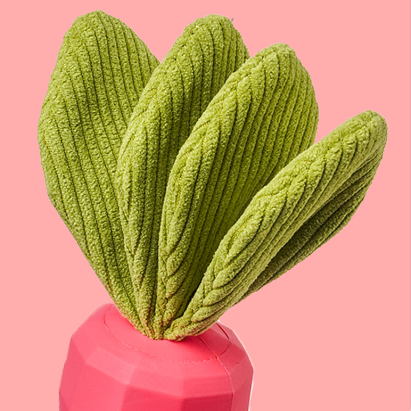 Hund Spielzeug, Knuffiges Gummi Karotte Spielzeug mit Plüsch-Rettichblätter, Sound & Lautes Papier für Lustiges, Zwei Farben