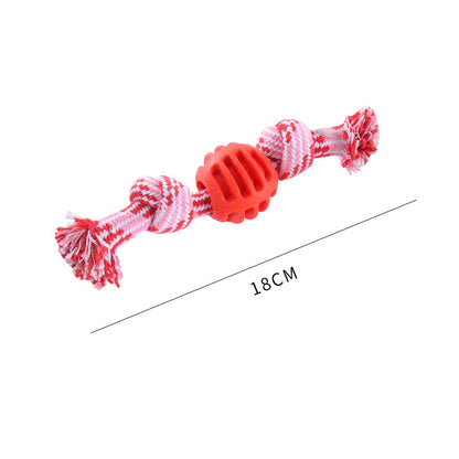Unkaputtbares Hundespielzeug, Baumwollseil TPR Doppelknotenball für kräftige Kauer, Zerrspielzeug Hund, Sechs-Farben-Set
