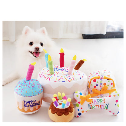 Kuscheltier für den Hund, niedliches Geburtstagskuchen, Welpenspielzeug, Perfekte Kauspielzeug für alle Hunde (1 Stück)