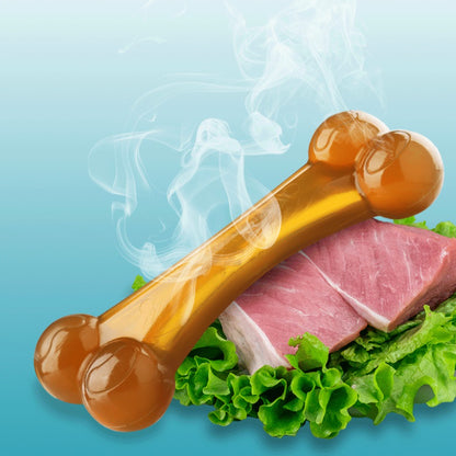 Kauknochen Hund, Robustes Hundespielzeug aus PU mit köstlicher Fleischgeschmack-Attraktion, zwei Größen für alle Hunde (1 Stück)