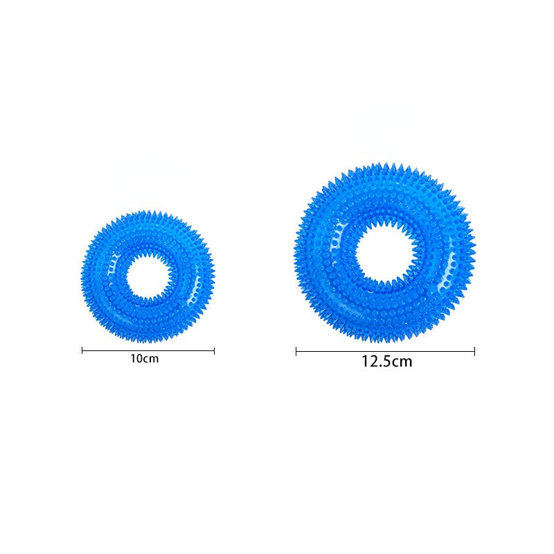 Unkaputtbares Hundespielzeug, TRP Blaues Dornenring, Zahnpflege für Hunde, Hundespielzeug Quietsch, Zwei Größen für alle Hunde