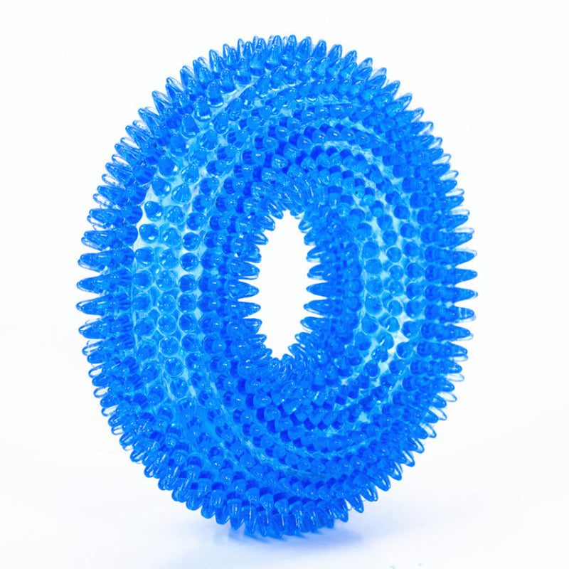 Unkaputtbares Hundespielzeug, TRP Blaues Dornenring, Zahnpflege für Hunde, Hundespielzeug Quietsch, Zwei Größen für alle Hunde