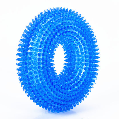 Unkaputtbares Hundespielzeug, TRP Blaues Dornenring, Zahnpflege für Hunde, Hundespielzeug Quietsch, Zwei Größen für alle Hunde