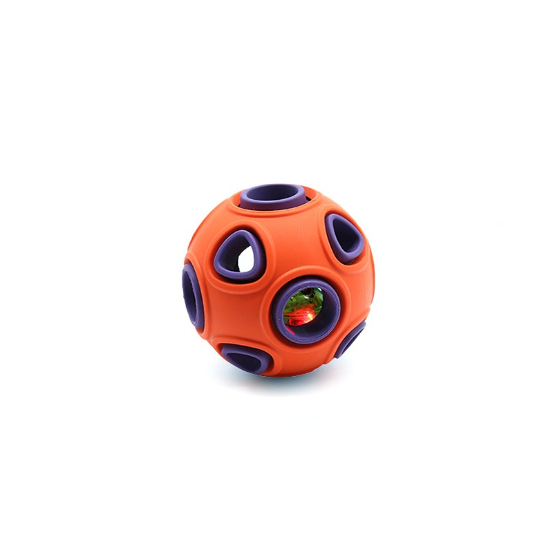 Spielzeug für den Hund, Gummi Doppelschicht Hundeball mit Glocken oder leuchtende Kugeln, Kauspielzeug für Hunde, Zwei Größen