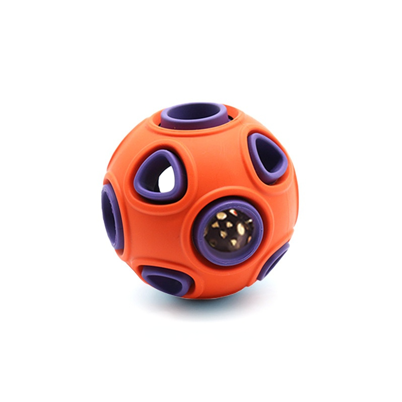 Spielzeug für den Hund, Gummi Doppelschicht Hundeball mit Glocken oder leuchtende Kugeln, Kauspielzeug für Hunde, Zwei Größen