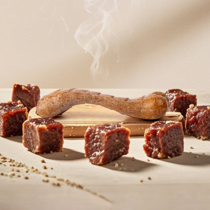 Kauknochen Hund, Gummi Kauknochen mit Rindfleischgeschmack, Hundespielzeug zur Zahnpflege, Drei Größen für Alle Hunde