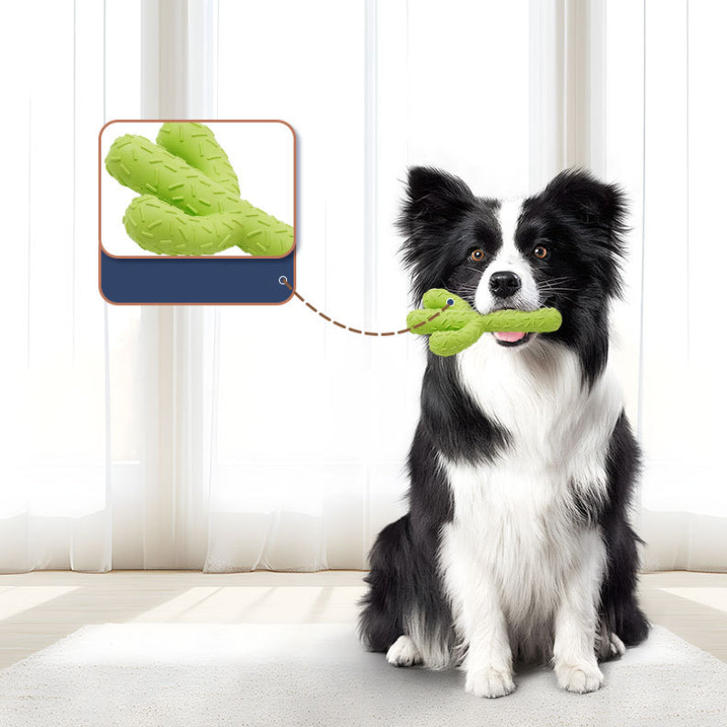 Hundespielzeug Unkaputtbar, Hochwertig, Kaktusform in Gelb-Grün aus Gummi, Beständiges Kauspielzeug für alle Hunderassen