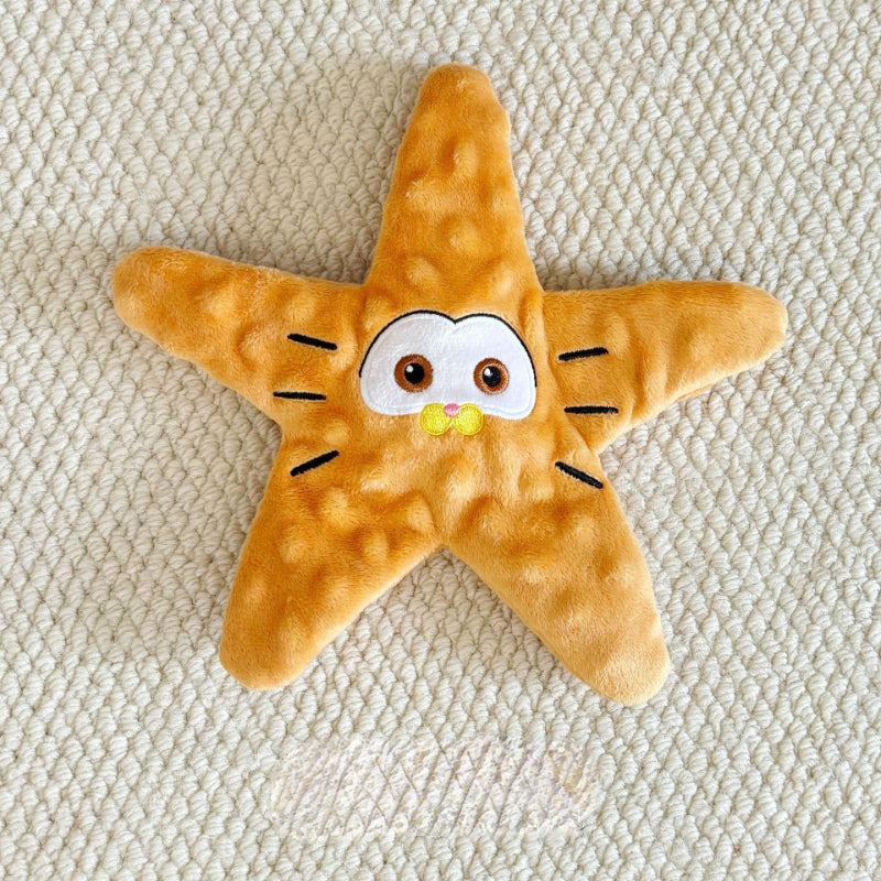 Hunde Intelligenzspielzeug, Plüsch Seestern mit Krinklepapier, BB-Sound & Futterversteck, Kauspielzeug, Vierfarbiger