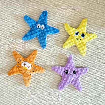 Hunde Intelligenzspielzeug, Plüsch Seestern mit Krinklepapier, BB-Sound & Futterversteck, Kauspielzeug, Vierfarbiger