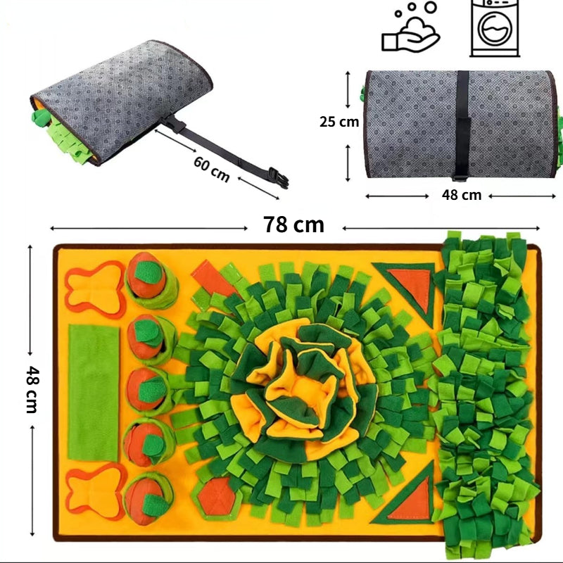 Hunde Intelligenzspielzeug, Schnüffelmatte Hund für aktive Hunde, Hundespielzeug Quietschen, Faltbar, 5 Abnehmbare Karotte
