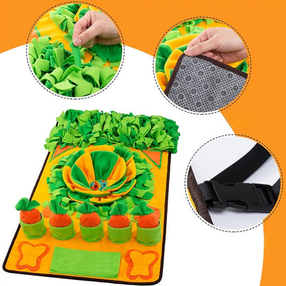 Hunde Intelligenzspielzeug, Schnüffelmatte Hund für aktive Hunde, Hundespielzeug Quietschen, Faltbar, 5 Abnehmbare Karotte