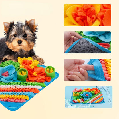 Hunde Intelligenzspielzeug, Vielfältiges Schnüffelmatte für Hunde mit bunten BlütenThema, Faltbare Aufbewahrung, Zwei Farben