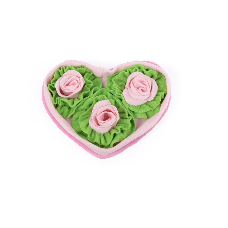 Hunde Intelligenzspielzeug, Herzförmige Rose Schnüffelmatte mit 3 Blumen, Slow Food-Hundespielzeug Beschäftigung, Drei Farben