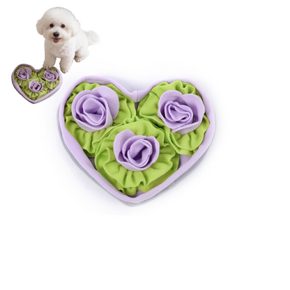 Hunde Intelligenzspielzeug, Herzförmige Rose Schnüffelmatte mit 3 Blumen, Slow Food-Hundespielzeug Beschäftigung, Drei Farben