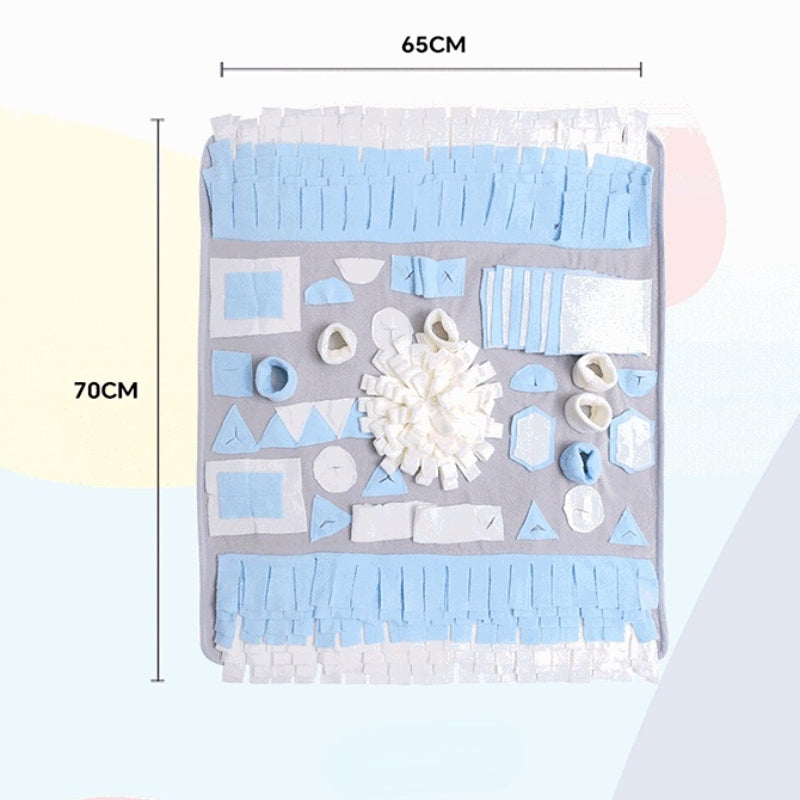 Hunde Intelligenzspielzeug, Schnüffelmatte, Interaktives Hundespielzeug zur Stressbewältigung, Rutschfest, blau & weiß