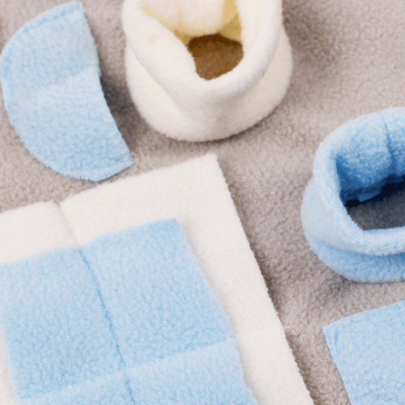 Hunde Intelligenzspielzeug, Schnüffelmatte, Interaktives Hundespielzeug zur Stressbewältigung, Rutschfest, blau & weiß