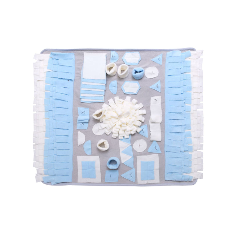 Hunde Intelligenzspielzeug, Schnüffelmatte, Interaktives Hundespielzeug zur Stressbewältigung, Rutschfest, blau & weiß