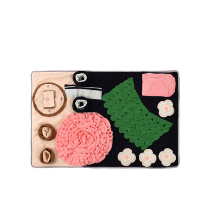 Hunde Intelligenzspielzeug, Farbblockierung Schnüffelmatte, Mehrlagige florale Stoffstruktur, Tibetisches Essensspielzeug