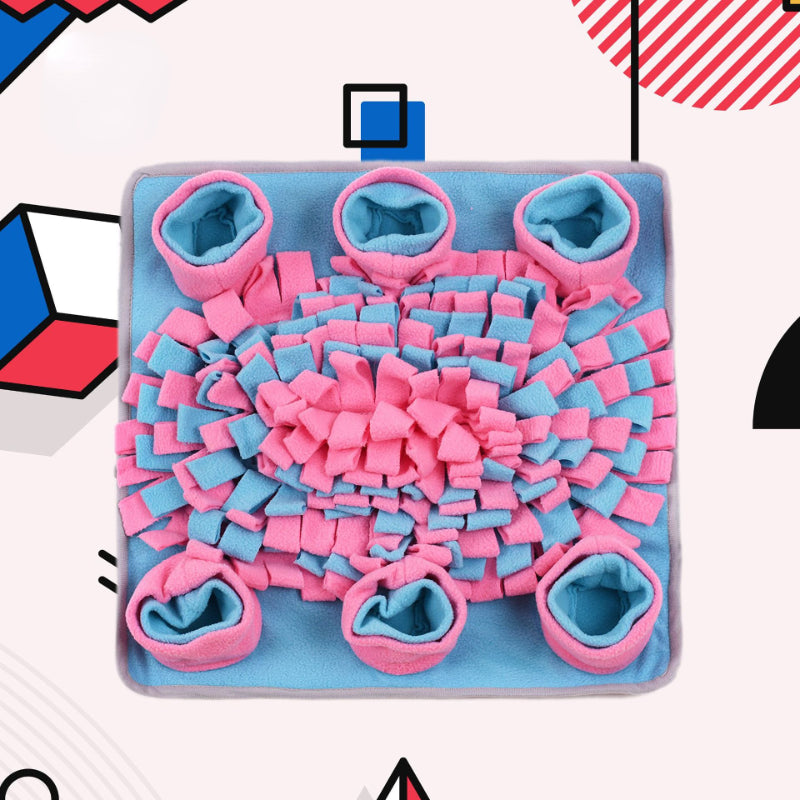 Hunde Intelligenzspielzeug, puderblau Quadrat Schnüffelmatte mit Sechs Hundefutter kleine Gruben, zarten Pastellfarben