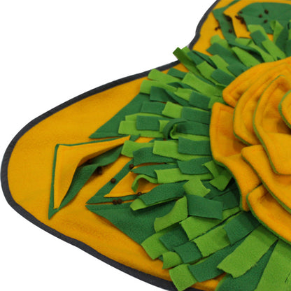 Hunde Intelligenzspielzeug, gelbgrün Blumen Schnüffelmatte Hund aus Polarfleece, Futterspielzeug, Anti-Rutsch-Boden, Waschbare
