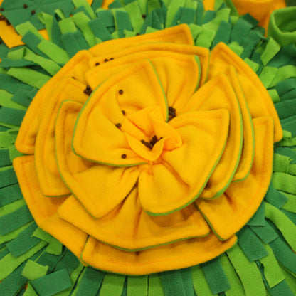 Hunde Intelligenzspielzeug, gelbgrün Blumen Schnüffelmatte Hund aus Polarfleece, Futterspielzeug, Anti-Rutsch-Boden, Waschbare