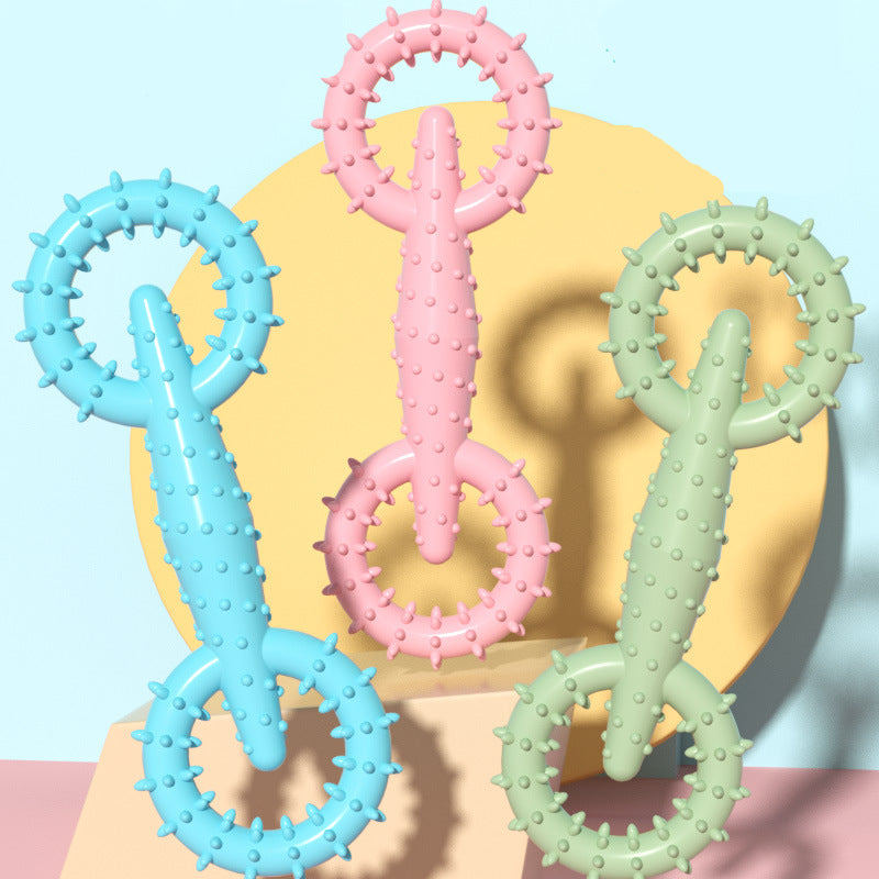 Unkaputtbares Hundespielzeug, TRP-Doppelring Kaustock, langlebiges Spielzeug für den Hund, ideal für Spielstunden, Drei Farben