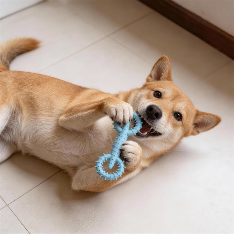 Unkaputtbares Hundespielzeug, TPR-Doppelring Kaustock, langlebiges Spielzeug für den Hund, ideal für Spielstunden, Drei Farben