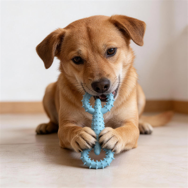 Unkaputtbares Hundespielzeug, TPR-Doppelring Kaustock, langlebiges Spielzeug für den Hund, ideal für Spielstunden, Drei Farben