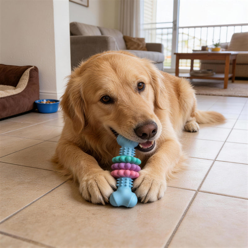 Kauknochen Hund, TPR Kaustäbchen in Knochenform, Kauspielzeug Hund, Hundespielzeug Zahnpflege, 13 cm, in Drei Farben