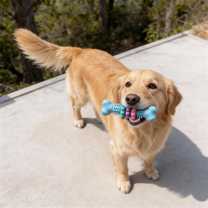 Kauknochen Hund, TPR Kaustäbchen in Knochenform, Kauspielzeug Hund, Hundespielzeug Zahnpflege, 13 cm, in Drei Farben