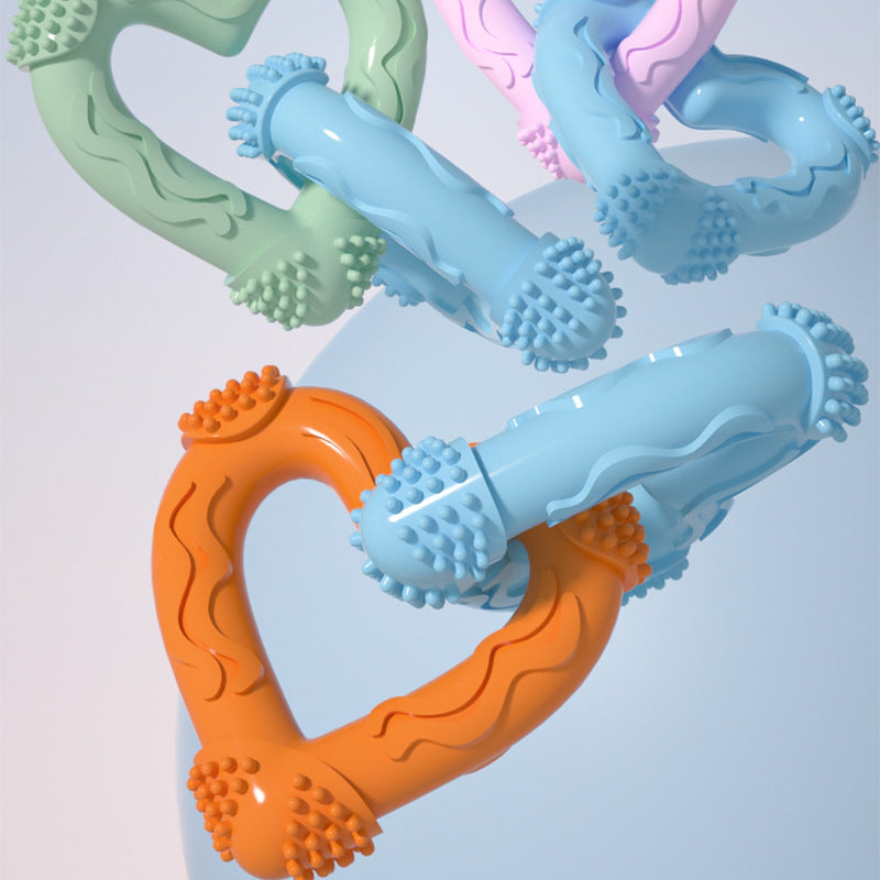 Unzerstörbares Hundespielzeug, Trp Dreiring Herzform Kauspielzeug für Verspielte Hunde, Selbstunterhaltung, Vier Farben