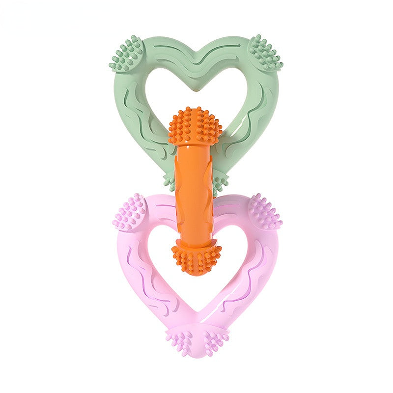 Unzerstörbares Hundespielzeug, Trp Dreiring Herzform Kauspielzeug für Verspielte Hunde, Selbstunterhaltung, Vier Farben