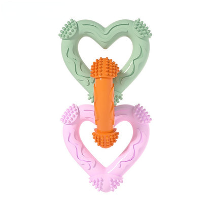 Unzerstörbares Hundespielzeug, Trp Dreiring Herzform Kauspielzeug für Verspielte Hunde, Selbstunterhaltung, Vier Farben