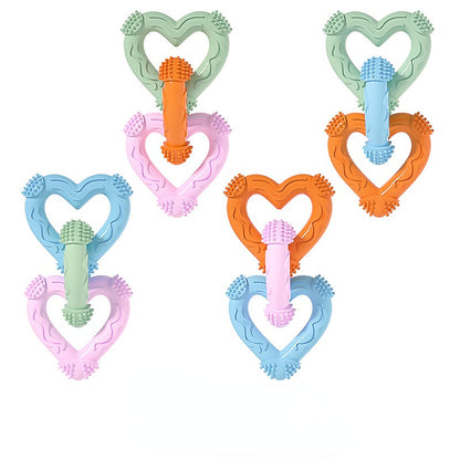 Unzerstörbares Hundespielzeug, Trp Dreiring Herzform Kauspielzeug für Verspielte Hunde, Selbstunterhaltung, Vier Farben