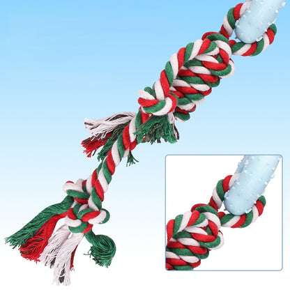 Hundespielzeug, Blaues TRP Blumen-Knoten Kauspielzeug Hund, Weihnachtsfarbenes Ba umwollseil für Interaktive Spiele