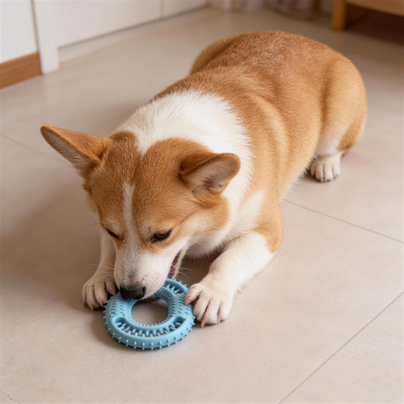 Hundespielzeug Unzerstörbar, TPR O-Ring Kauspielzeug für Hunde, Widerstandsfähig & Abriebsfest, Saubere Zähne, Drei Farben