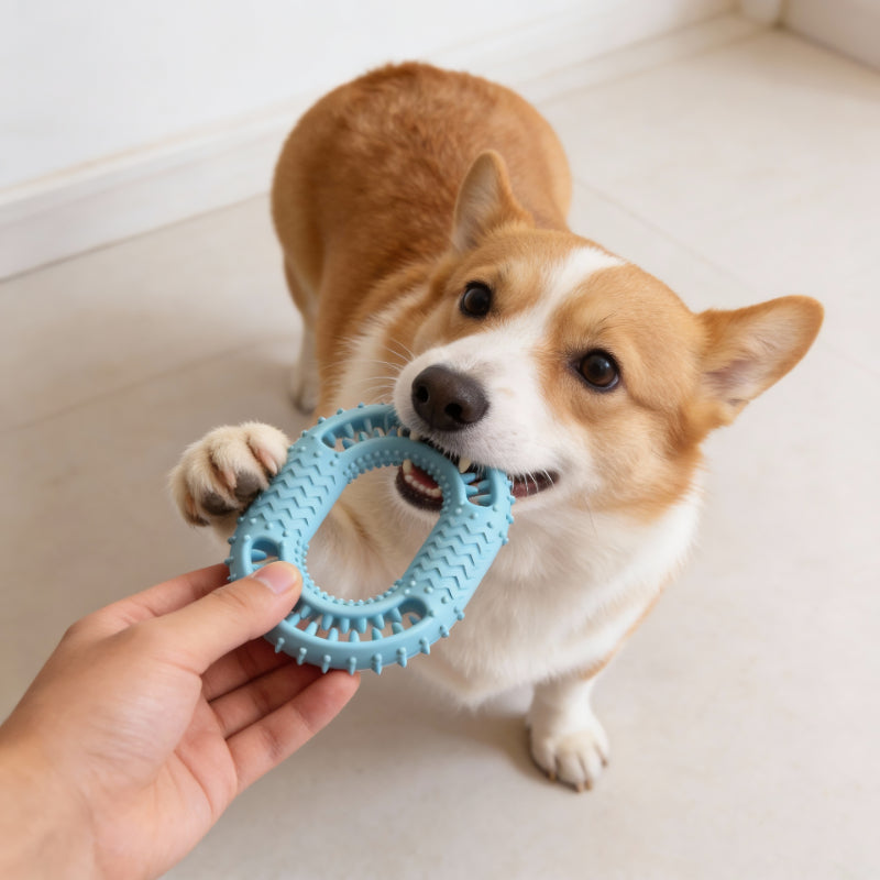 Hundespielzeug Unzerstörbar, TPR O-Ring Kauspielzeug für Hunde, Widerstandsfähig & Abriebsfest, Saubere Zähne, Drei Farben