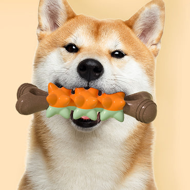 Kauknochen Hund, TPR Meteor-Knochen, PP & Holzfaser, Hundespielzeug Zahnpflege, Begleiten Sie Ihren Hund, Vier Farben